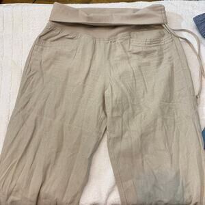 Jolt linen pants fold over waist size 3 tan